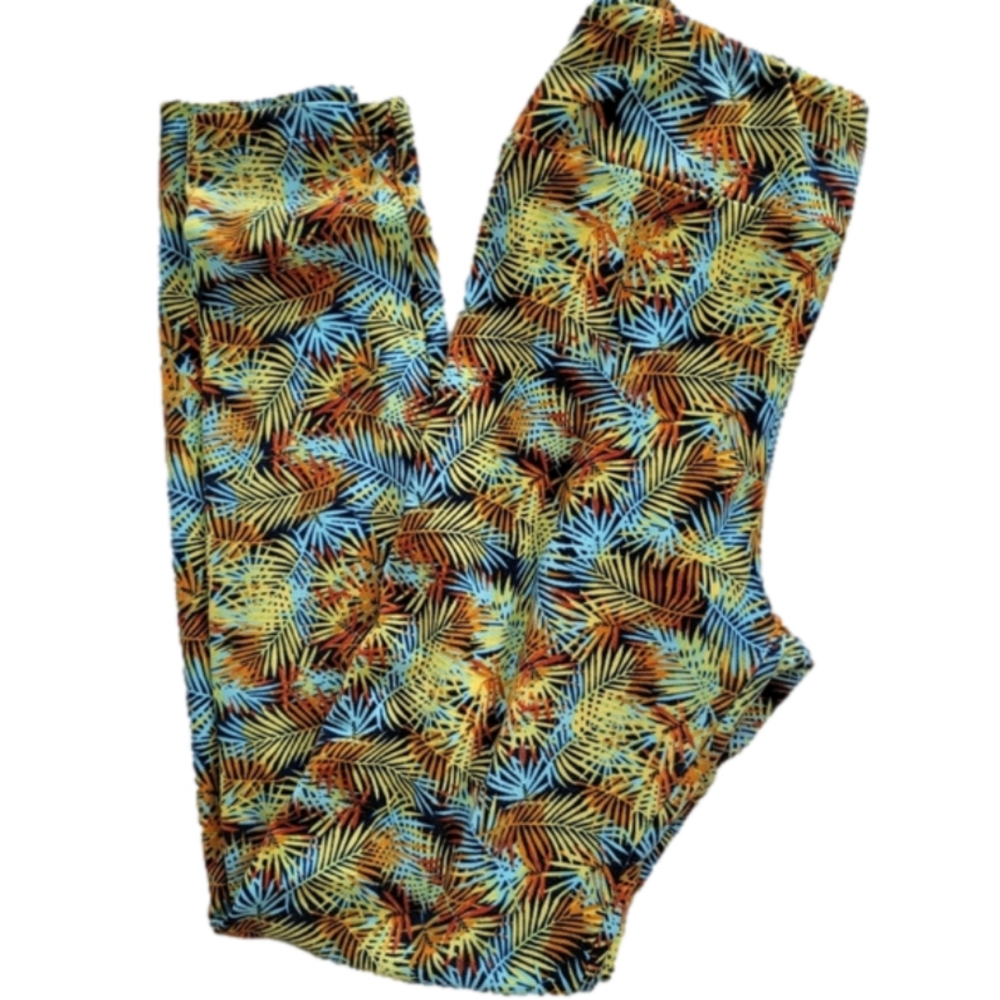 LuLaRoe☆ Leaf Print Leggings Size OS EUC